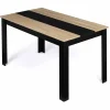 Table à manger noire et imitation hêtre pour 6 personnes