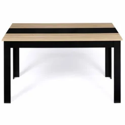 Table à manger noire et imitation hêtre pour 6 personnes