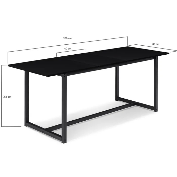 Table à manger noire extensible style industriel