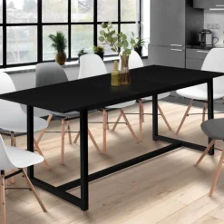Table à manger noire extensible style industriel
