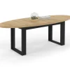 Table à manger ovale 200 cm 8 personnes bois et noir style industriel