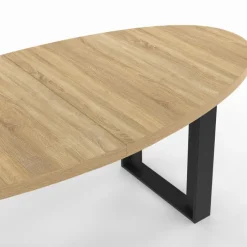Table à manger ovale 200 cm 8 personnes bois et noir style industriel