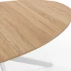Table à manger ovale 150 cm 8 personnes plateau bois et pied araignée métal blanc