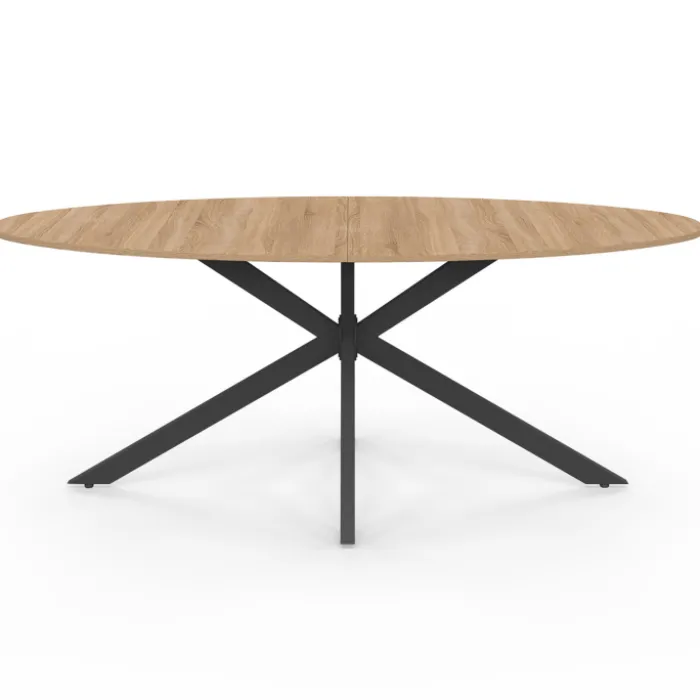 Table à manger ovale 10 personnes noire et bois