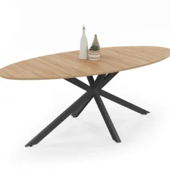 Table à manger ovale 10 personnes noire et bois