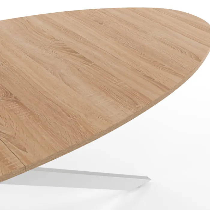 Table à manger ovale industrielle bois et blanc