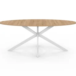 Table à manger ovale industrielle bois et blanc