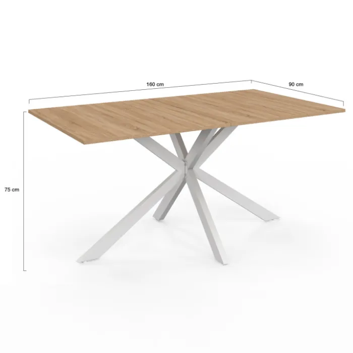 Table à manger pied central bois et blanc 8 personnes