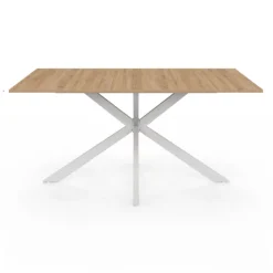 Table à manger pied central bois et blanc 8 personnes