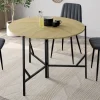 Table à manger pliante ronde 4 personnes 110 cm bois et noir style industriel