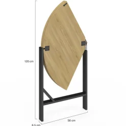 Table à manger pliante ronde 4 personnes 110 cm bois et noir style industriel