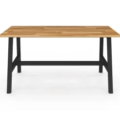 Table à manger rectangle 6 personnes bois et métal 160 cm