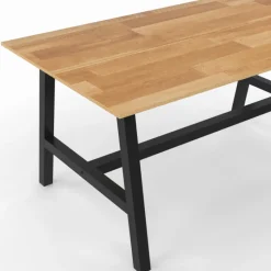 Table à manger rectangle 6 personnes bois et métal 160 cm