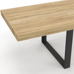 Table à manger rectangle 12 personnes bois et noir 300 cm