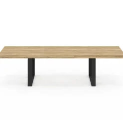 Table à manger rectangle 12 personnes bois et noir 300 cm