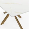 Table à manger rectangle 8 personnes avec pied araignée et plateau effet marbre