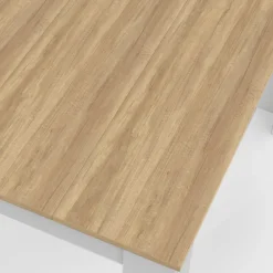Table à manger rectangle blanche plateau façon hêtre 4 personnes