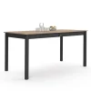Table à manger rectangulaire bois et noir avec tiroir