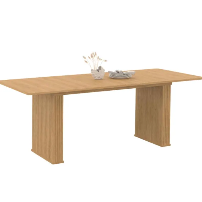 Table à manger rectangulaire extensible coloris bois 6-10 personnes