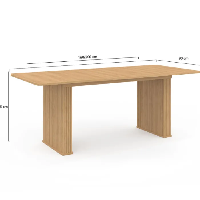 Table à manger rectangulaire extensible coloris bois 6-10 personnes