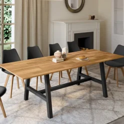 Table à manger rectangulaire extensible 160-240 cm 6 à 12 personnes bois et noir
