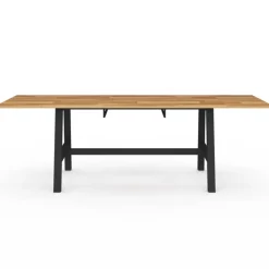 Table à manger rectangulaire extensible 160-240 cm 6 à 12 personnes bois et noir