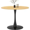 Table à manger ronde 100 cm bois et noir 4 personnes pied tulipe