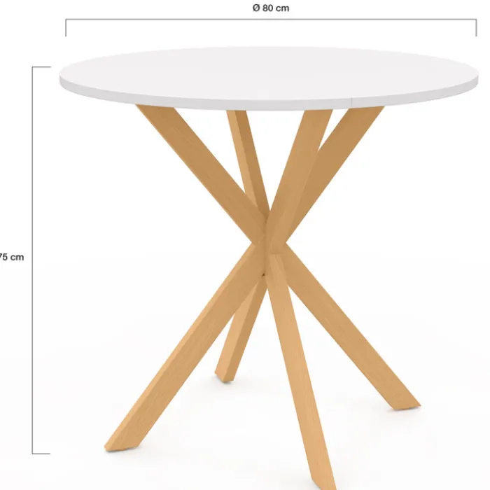 Table à manger ronde 4 personnes pied araignée