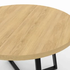 Table à manger ronde 4-6 personnes bois et noir
