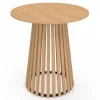 Table à manger ronde 4 personnes pied bois en lattes et plateau bois 80 cm
