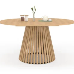 Table à manger ronde 8 personnes pied en bois 110-150 cm