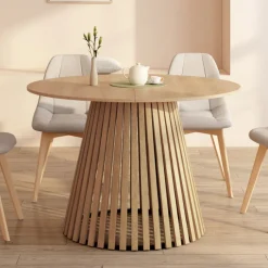 Table à manger ronde 8 personnes pied en bois 110-150 cm