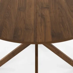 Table à manger ronde ALIX 6 personnes pied araignée noyer 110 cm