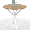 Table à manger ronde bois et blanc 80 cm 2-4 personnes