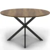 Table à manger ronde bois foncé et noir 110 cm