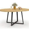 Table à manger ronde bois et noir 4-8 personnes