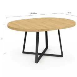 Table à manger ronde bois et noir 4-8 personnes