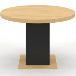 Table à manger ronde bois et noir 6 personnes