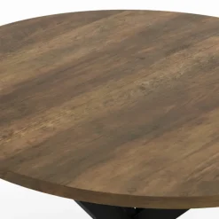 Table à manger ronde bois foncé et noir 80 cm