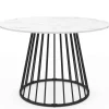 Table à manger ronde effet marbre blanc et pied en métal