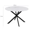 Table à manger ronde effet marbre blanc 4-6 personnes