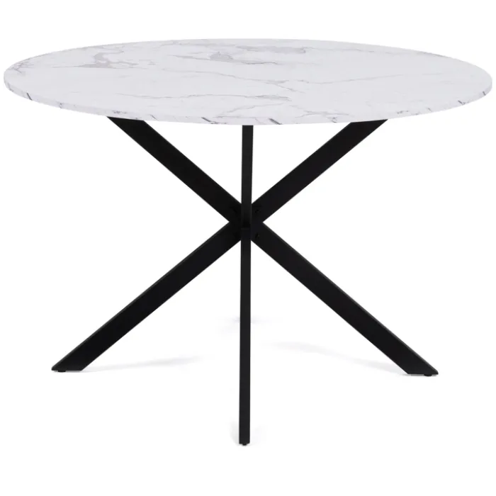 Table à manger ronde effet marbre blanc 4-6 personnes