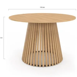 Table à manger ronde en bois 6 personnes pied en lattes plateau bois