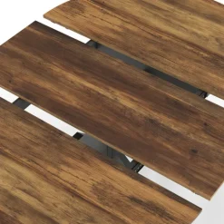 Table à manger ronde extensible bois foncé et noir 110-150 cm 4-8 personnes pied araignée