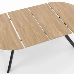 Table à manger ronde extensible 110-200 cm 4-10 personnes bois et pied noir