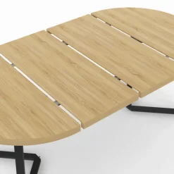 Table à manger ronde extensible 4-10 personnes 110-200 cm bois et pieds noirs