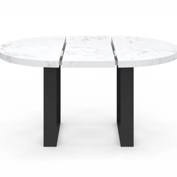 Table à manger ronde extensible de 110-150 cm pour 4 à 6 personnes à l’effet marbre