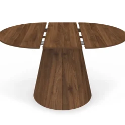 Table à manger ronde extensible 4-8 personnes noyer 110-150 cm