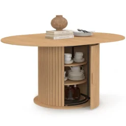 Table à manger ronde extensible 4-8 personnes 110-150 cm avec rangement