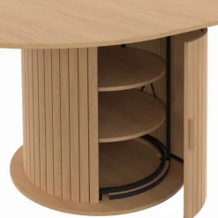 Table à manger ronde extensible 4-8 personnes 110-150 cm avec rangement